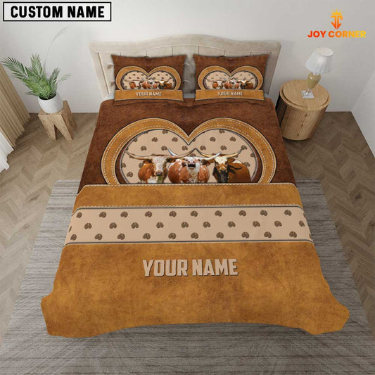 JoyCorners Texas Longhorn Cattle Customized Name 3D Bedding Set