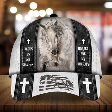Joycorners Jesus Is My Savior Horses Are My Therapy Flag Cap
