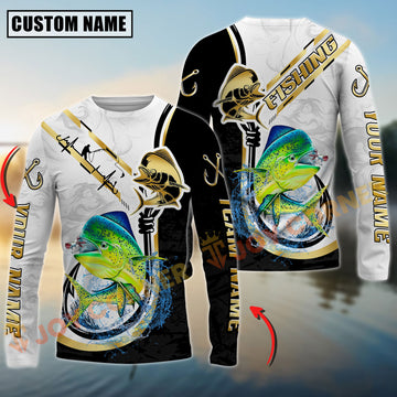 Joycorners Mahimahi Fishing Black & Gold Custom Name, Team Name 3D Shirt