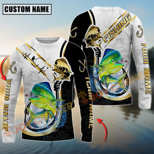 Joycorners Mahimahi Fishing Black & Gold Custom Name, Team Name 3D Shirt