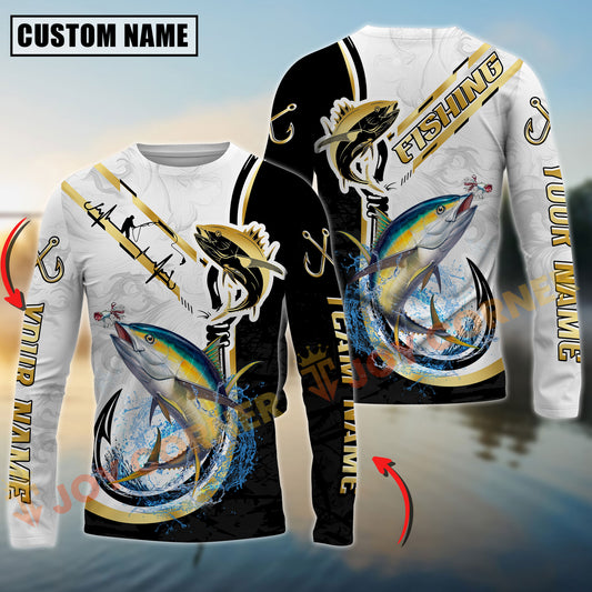 Joycorners Tuna Fishing Black & Gold Custom Name, Team Name 3D Shirt