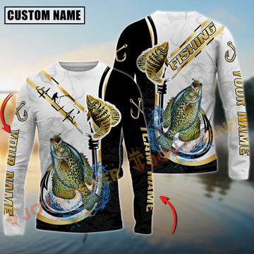 Joycorners Crappie Fishing Black & Gold Custom Name, Team Name 3D Shirt