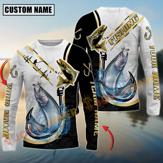 Joycorners Chinook Fishing Black & Gold Custom Name, Team Name 3D Shirt