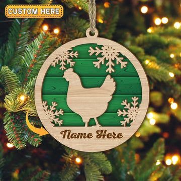 Joycorners Chicken Christmas Gift Custom Shape Wooden Ornament