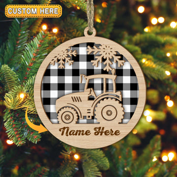 Joycorners Tractor Christmas Gift Custom Shape Wooden Ornament