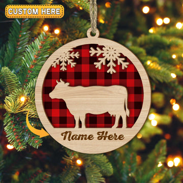 Joycorners Cow Christmas Gift Custom Shape Wooden Ornament