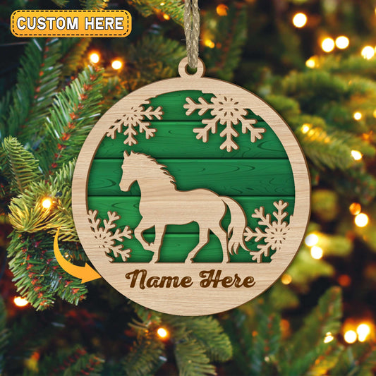 Joycorners Horse Christmas Gift Custom Shape Wooden Ornament