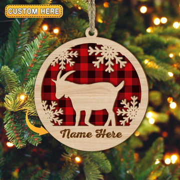 Joycorners Goat Christmas Gift Custom Shape Wooden Ornament