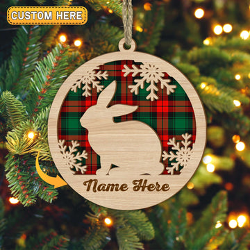 Joycorners Rabbit Christmas Gift Custom Shape Wooden Ornament