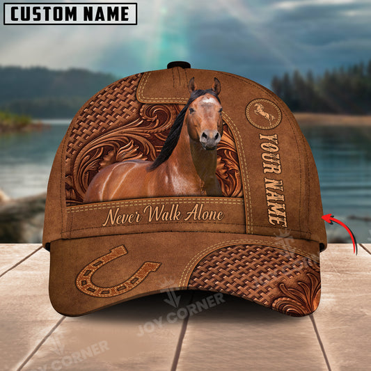 Joycorners American Quarter Horse Carving Leather Pattern Custom Name 3D Classic Cap