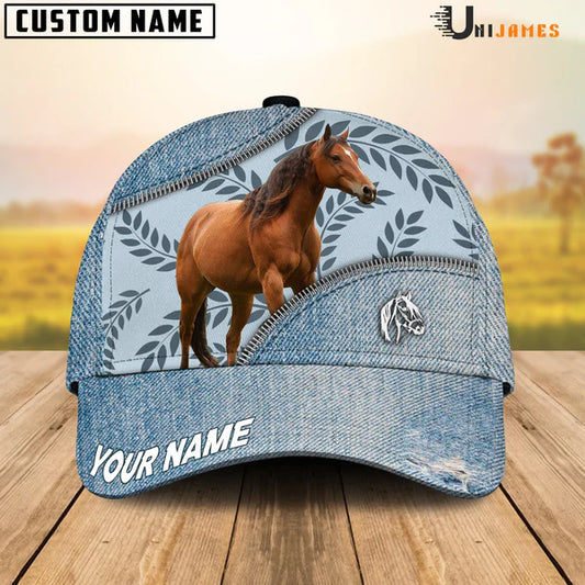 Joycorners Horse Countryside Jean Pattern Custom Name 3D Classic Cap