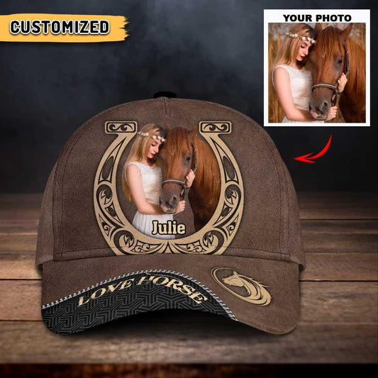 Joycorners Horse Lovers Custom Name Custom Photo 3D Classic Cap
