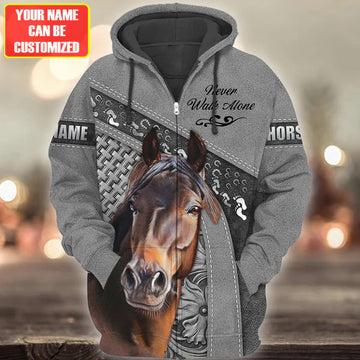 Joycorners Custom Name Horse Lovers Never Walk Alone 3D Hoodie