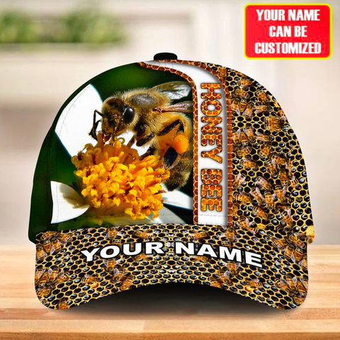 JoyCorners Custom Name Honey Bee Pattern Cap