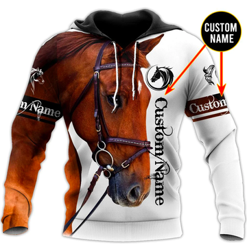 Joycorners Custom Name Brown Horse 3D Printed Hoodie