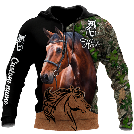 Joycorners Custom Name Brown Horse Lover 3D Printed Hoodie