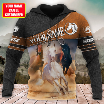 Joycorners Custom Name 3 Horses 3D Hoodie