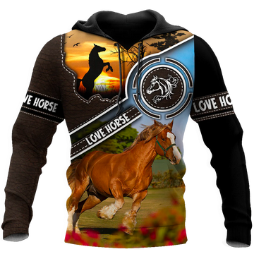 Joycorners Brown Horse Lover 3D Printed Hoodie