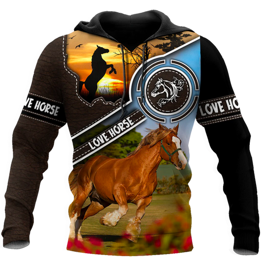 Joycorners Brown Horse Lover 3D Printed Hoodie