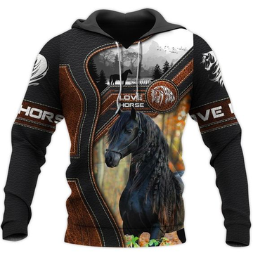 Joycorners Black Horse Lover 3D Printed Hoodie