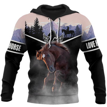 Joycorners Brown Horse Lover 3D Printed Hoodie