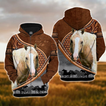 Joycorners Custom Name Horse Never Walk Alone 3D Hoodie