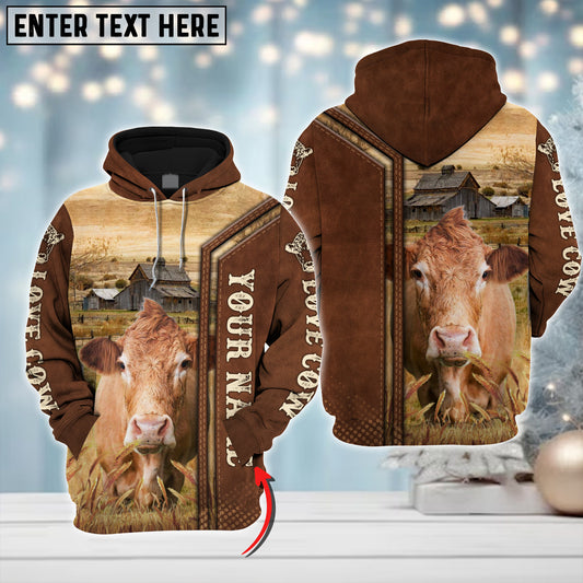 Joycorners Custom Name Farm Cow Lovers Merry Christmas 3D Printed Hoodie