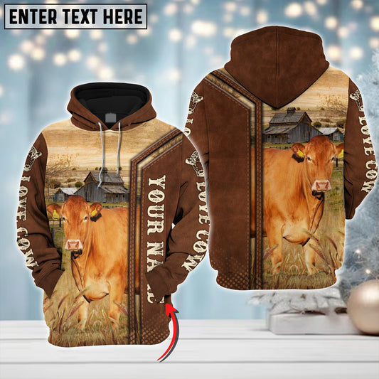 Joycorners Custom Name Farm Cow Lovers Merry Christmas 3D Printed Hoodie