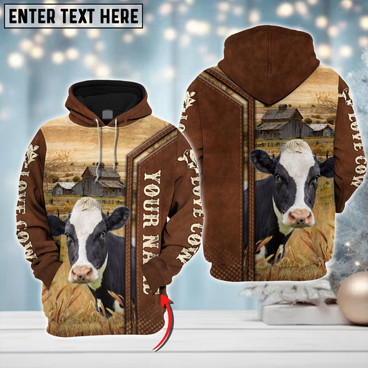 Joycorners Custom Name Farm Cow Lovers Merry Christmas 3D Printed Hoodie