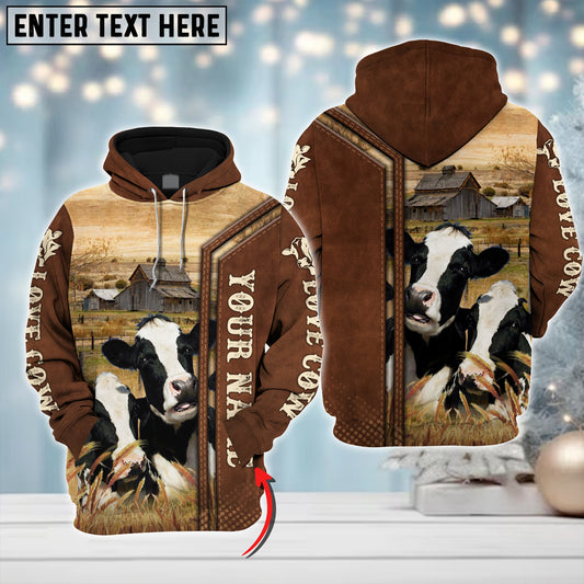 Joycorners Custom Name Farm Cow Lovers Merry Christmas 3D Printed Hoodie