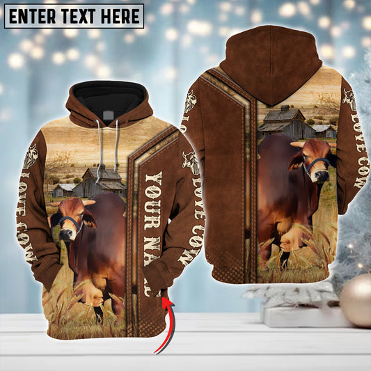 Joycorners Custom Name Farm Cow Lovers Merry Christmas 3D Printed Hoodie