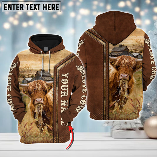 Joycorners Custom Name Farm Cow Lovers Merry Christmas 3D Printed Hoodie