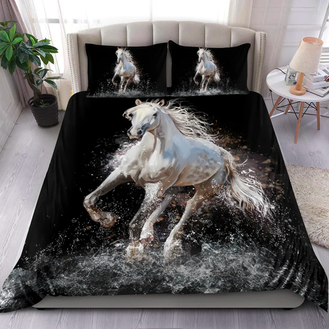 JoyCorners Black Horse Pattern 3D Bedding Set