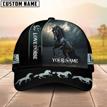 Joycorners Black Horse Customized Name Cap