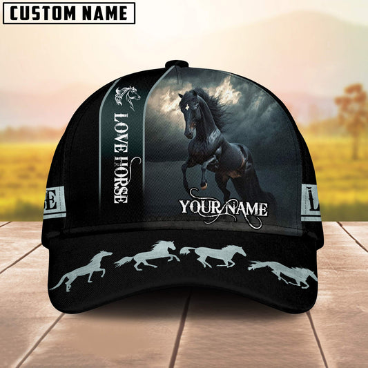 Joycorners Black Horse Customized Name Cap