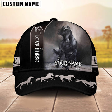 Joycorners Black Horse Customized Name Cap