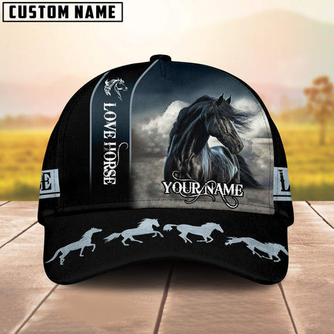 Joycorners Black Horse Customized Name Cap
