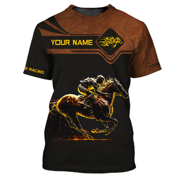Joycorner Custom Name Horse Racing 3D T-Shirt