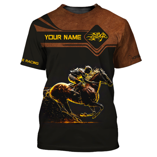 Joycorner Custom Name Horse Racing 3D T-Shirt