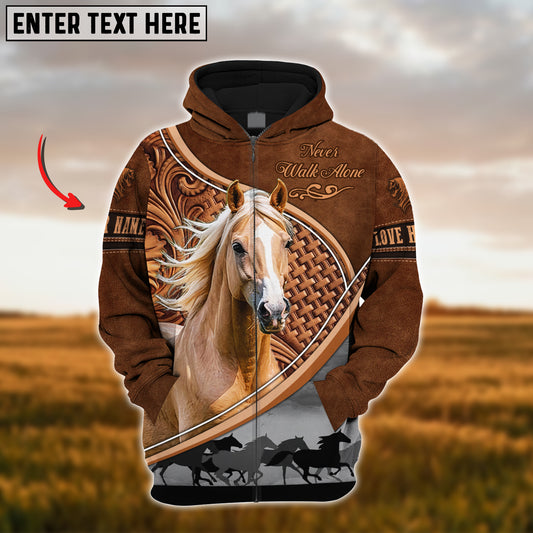 Joycorners Custom Name Palomino Horse Never Walk Alone 3D Hoodie