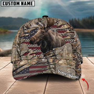 Joycorners Moose Hunting Personalized Name 3D Cap (2 colors)