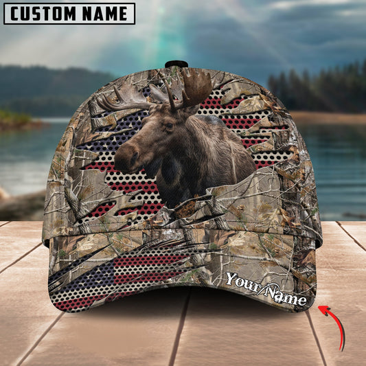 Joycorners Moose Hunting Personalized Name 3D Cap (2 colors)