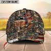 Joycorners Deer Hunting USA Flag Crack Camo Pattern Personalized Name 3D Cap