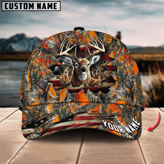 Joycorners American Flag Hunting Deer Crack Camo Pattern Multicolor Option Personalized Cap