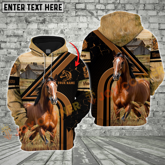 Joycorners Horse Farm Rustic Brown Custom Name Shirt 3D All Over Printed Clothes