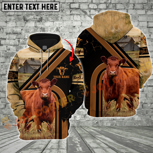 Joycorners Red Angus Cattle Farm Rustic Brown Custom Name Shirt 3D All Over Printed Clothes
