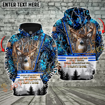 Joycorners Blue Deer Hunting Some Grandpas Play Bingo, Real Grandpas Go Hunting Custom Name 3D Hoodie All Over Printed Clothes
