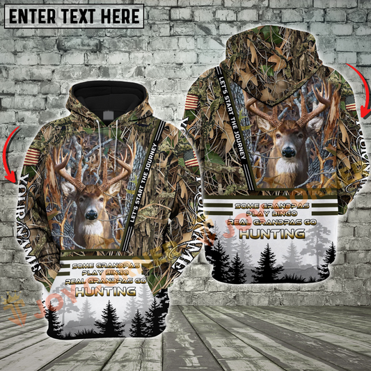 Joycorners Moss Deer Hunting Some Grandpas Play Bingo, Real Grandpas Go Hunting Custom Name 3D Hoodie All Over Printed Clothes