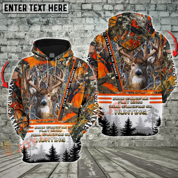 Joycorners Orange Deer Hunting Some Grandpas Play Bingo, Real Grandpas Go Hunting Custom Name 3D Hoodie All Over Printed Clothes