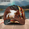 Joycorners Farm Animal American Flag Leather Personalized Name 3D Hat